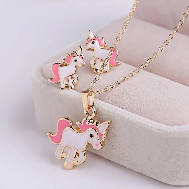 in Cute Children Adult Pony Earring and Necklace Set Cartoon