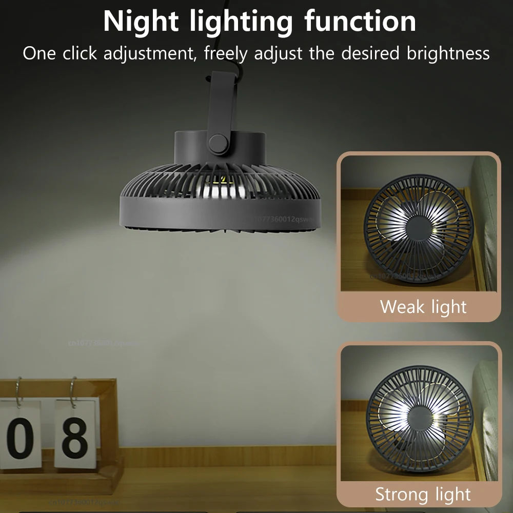 Portable Desk Fan with 3-Speed Settings and Rechargeable Light