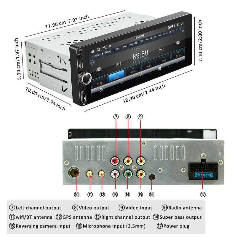 Radio para Auto Android con GPS, CarPlay Inalámbrico, Android Auto, Wifi, Bluetooth, Manos Libres, FM, RDS, USB, Pantalla IPS de 6.86 Pulgadas, Unidad Principal BD6021A 5