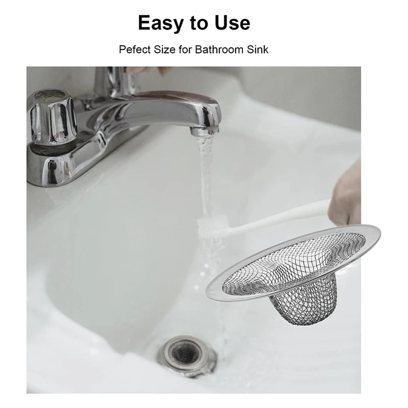 2.125Inch Top / 1Inch Basket - Mesh Sink Drain Strainer Hair Catcher For Bathroom Sink, Utility, Slop, Laundry 2