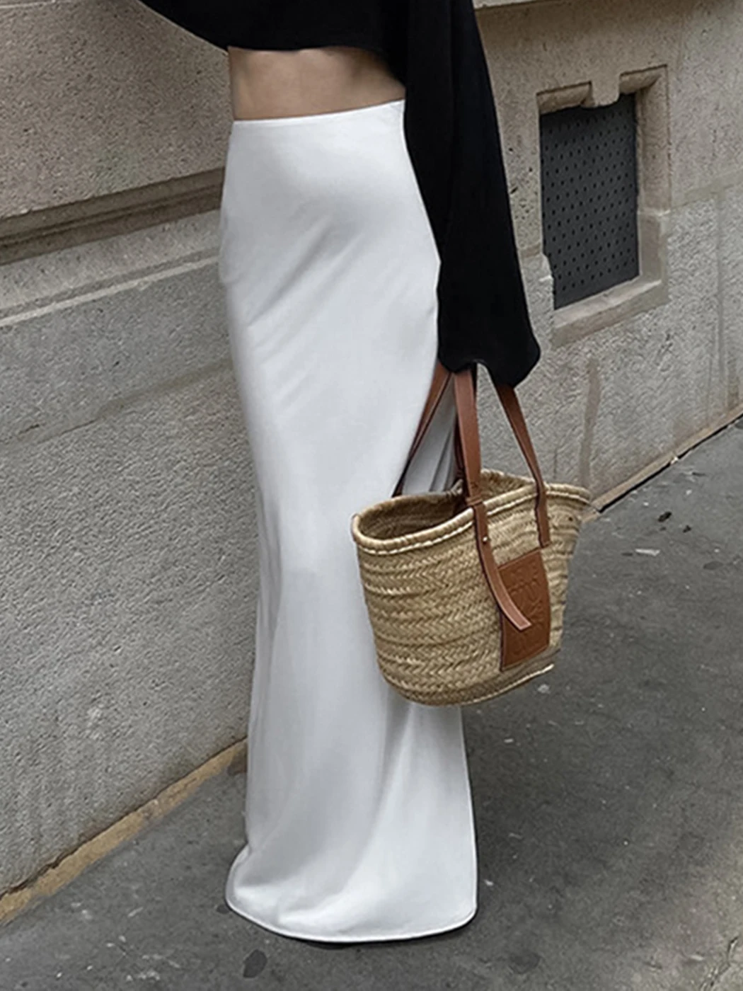 

Новинка осени 2023, модная атласная юбка-макси Jyate «рыбий хвост», однотонная длинная юбка в пол для женщин, Модная элегантная юбка