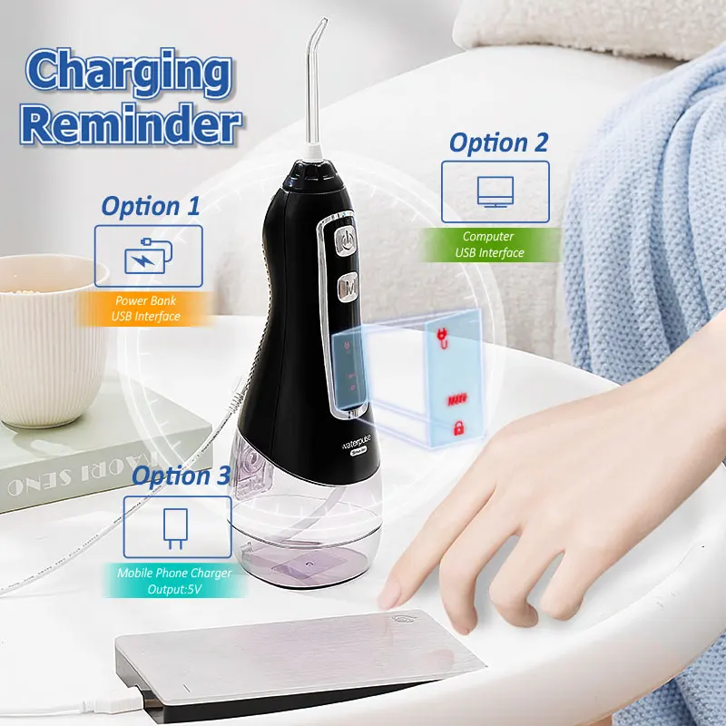 Oral Irrigator USB Rechargeable Water Flosser Portable Dental Water Jet 200ml or 320ml Waterproof Teeth Cleaner