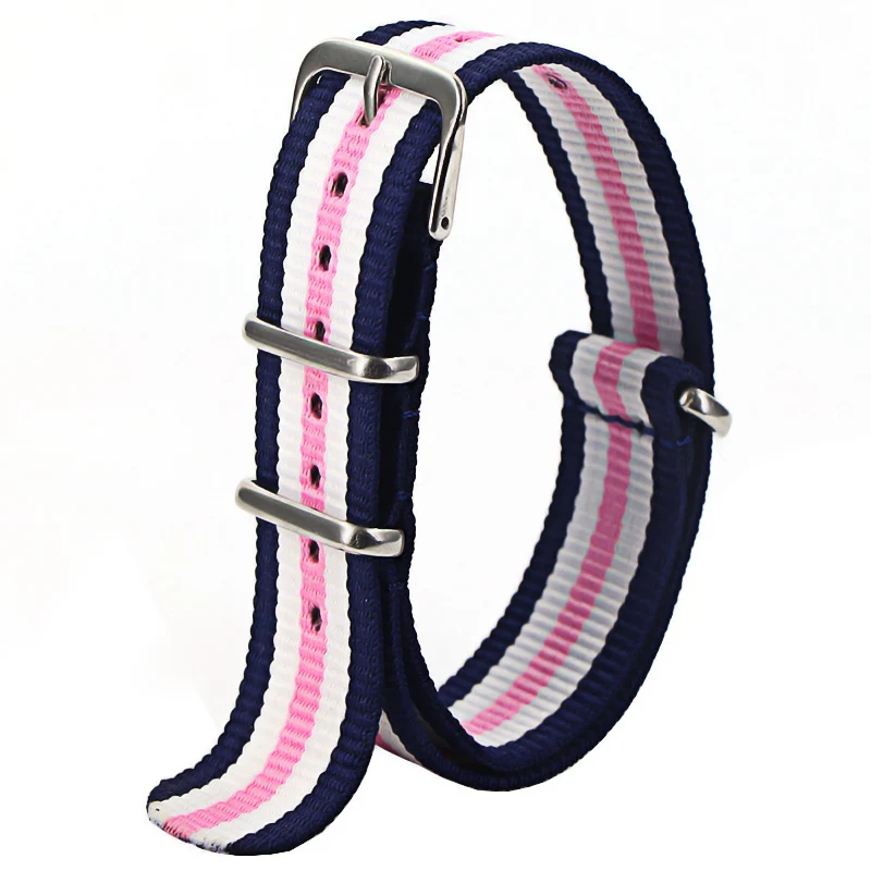 Nylon Army Sports Watch Strap – Black Adjustable Belt with Buckle
