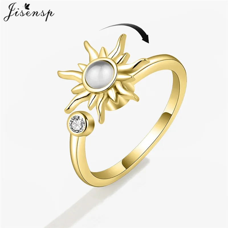 Fidget Spinner Ring Finger Ring Anxiety for Women Multiple Crystal Planet Butterfly Anti-Stress