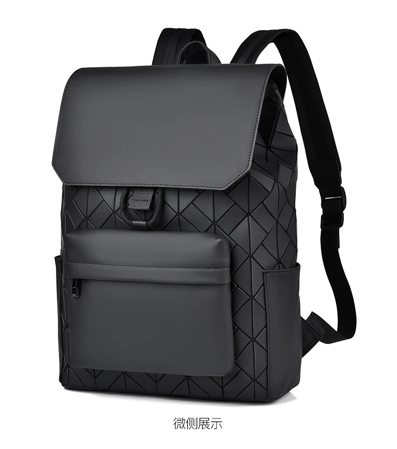 Schillernder geometrischer Herrenrucksack, wasserabweisender, trendiger Rucksack, Freizeittasche mit mehreren Taschen – Detail 9