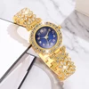 6PCS/Set Women's Blue Alloy Watch Strap Fashionable Rhinestone Quartz Watch Necklace Earrings Jewelry Set 4