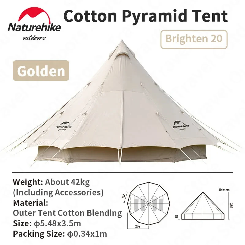Naturehike Brighten 20 Pyramid Cotton Tent Large Space