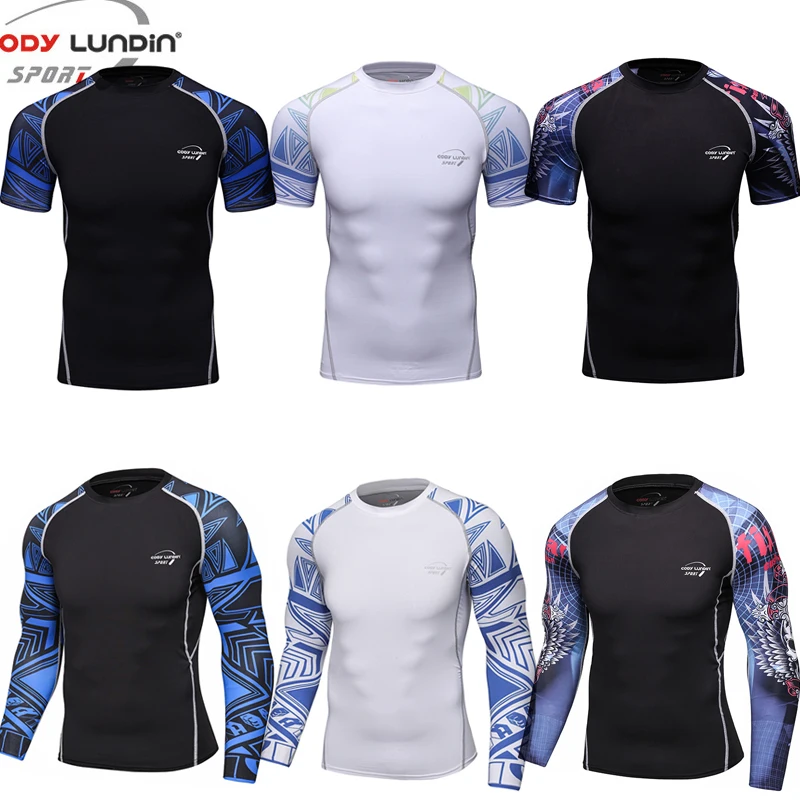 MMA BJJ Rashguard T Shirts Fitness Tracksuit Boxing Muay Thai Compression Men