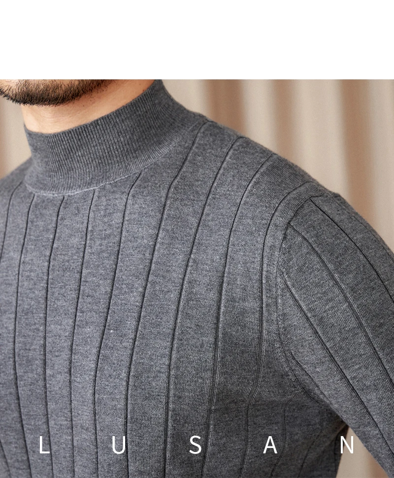 Herbst und Winter Gentry Pullover Slim-Fit Wollpullover Vintage italienischer Langarm-Pullover mit halbem Rollkragen Trendige Herren – Detail 14