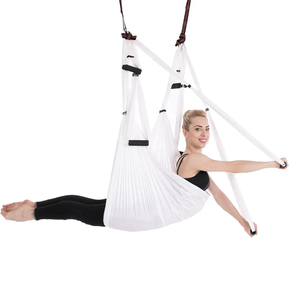 Hamaca de Yoga aérea antigravedad, dispositivo de ejercicios de inversión de Pilates, cinturón colgante para gimnasio en casa, 6 asas