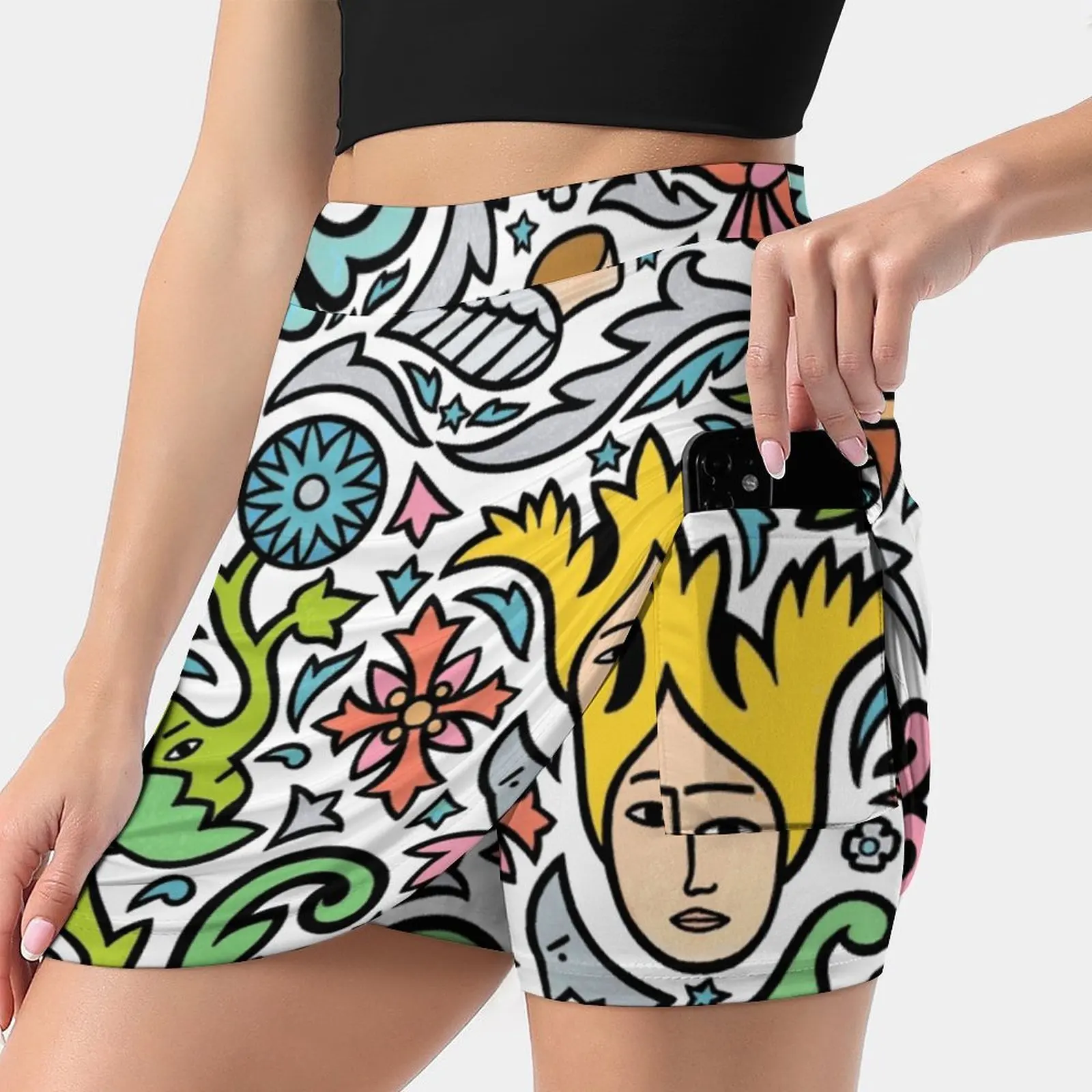 

Юбка женская летняя из двух частей, повседневная спортивная пляжная юбка в небе, смешная комиксная с мультяшным юмором для девушек