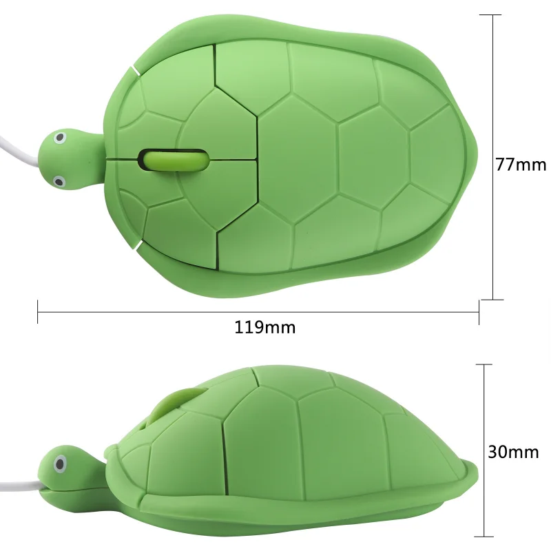 【Be worth】 Green Turtle 2.4G Wired/wireless Mouse Mute Button 1600DPI Auto Sleep Mini Mouse Suitable for Computers Laptops.