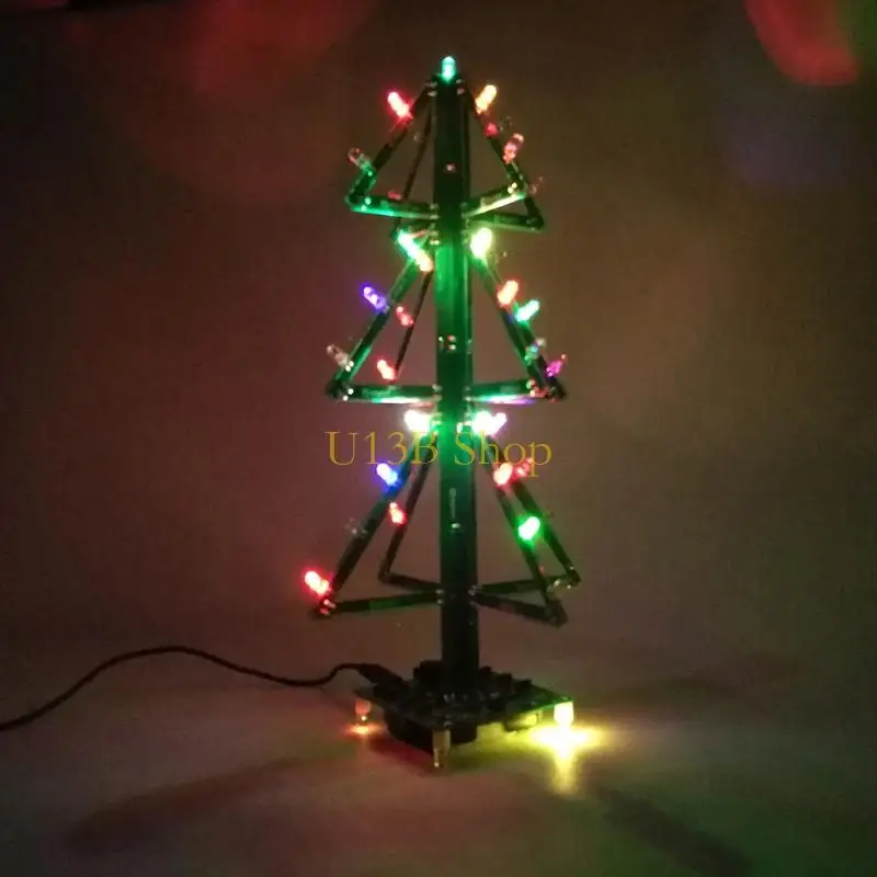U13B DIY Music Christmas Tree Soldering Flashing LED 3D Xmas Tree Electronic Set