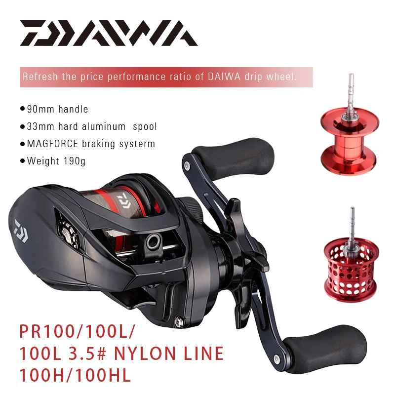 New Original DAIWA PR 100/100L Baitcasting Fishing Reels Gear Ratio 6.3:1  4BB Max Drag 5kg Salywater Metal Spool Reels Fishing