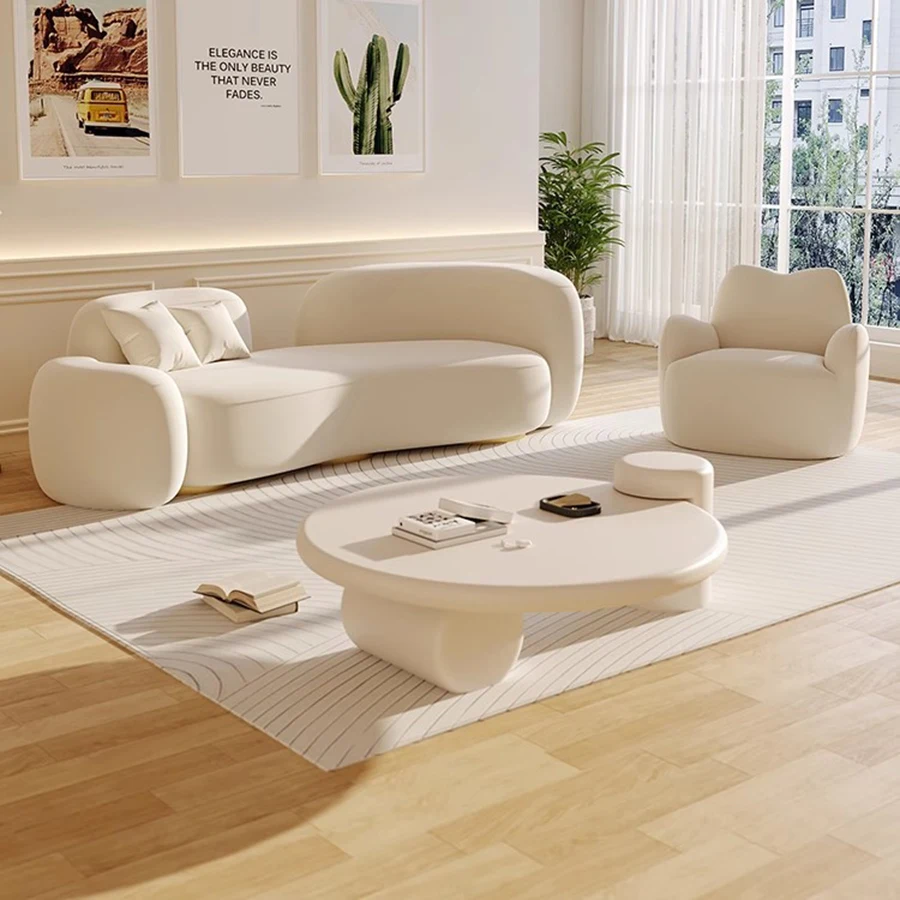 Italian Minimalist Coffee Table Living Room Round Modern Small Aesthetic White Coffee Table Gloss Stolik Kawowy Household Items