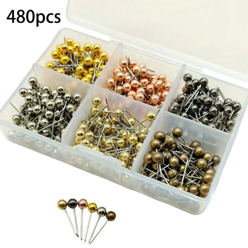 480/500pcs Metal Ball Head Pins Decorative Push Pins Thumbtacks Steel Point Bulletin Board Office School Stationery Supplies push pins