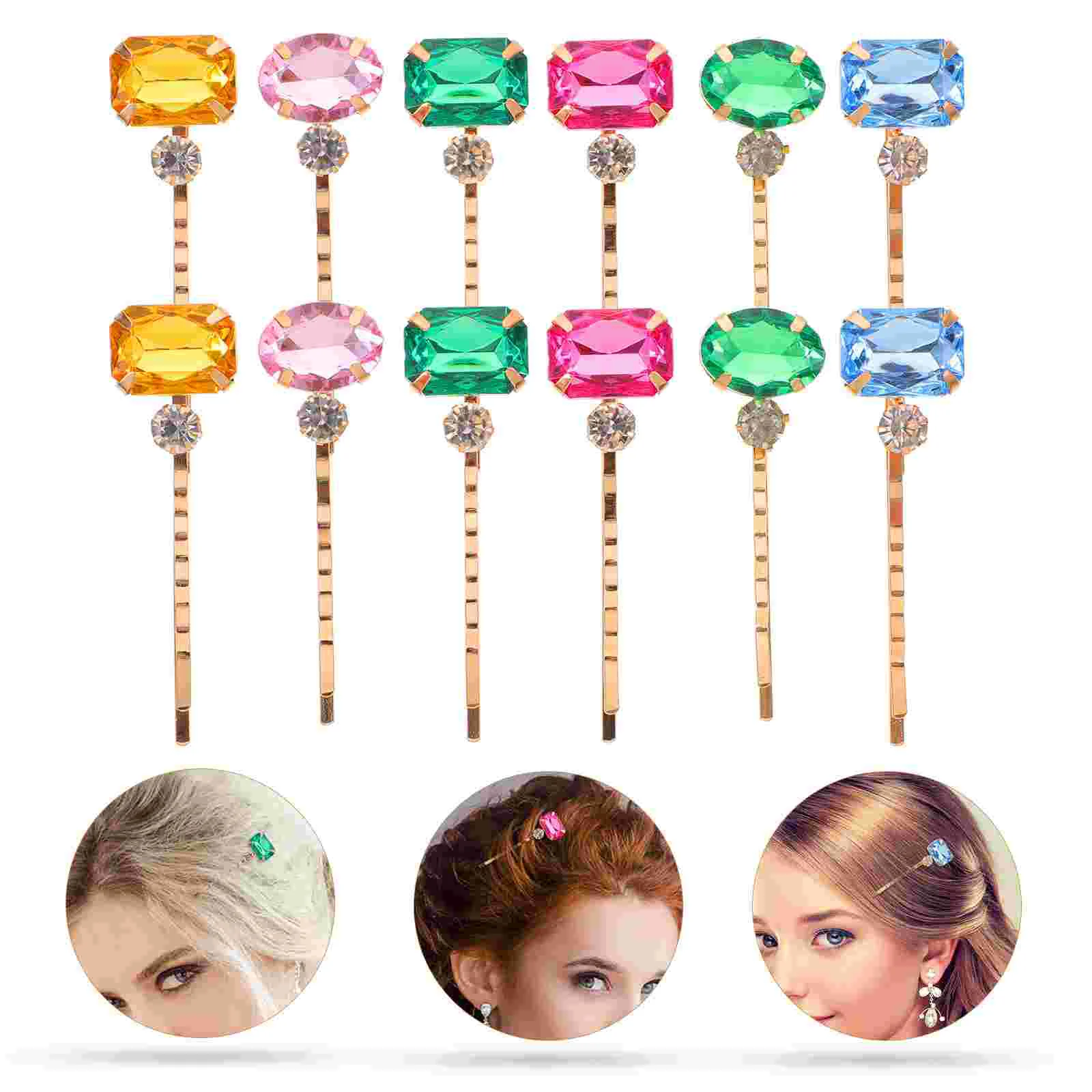 

12 Pcs Bangs Clip Hair Rollers Clips Hair Barrettes Wedding Jewelry Crystal Grips Alloy Colorful Hairpin