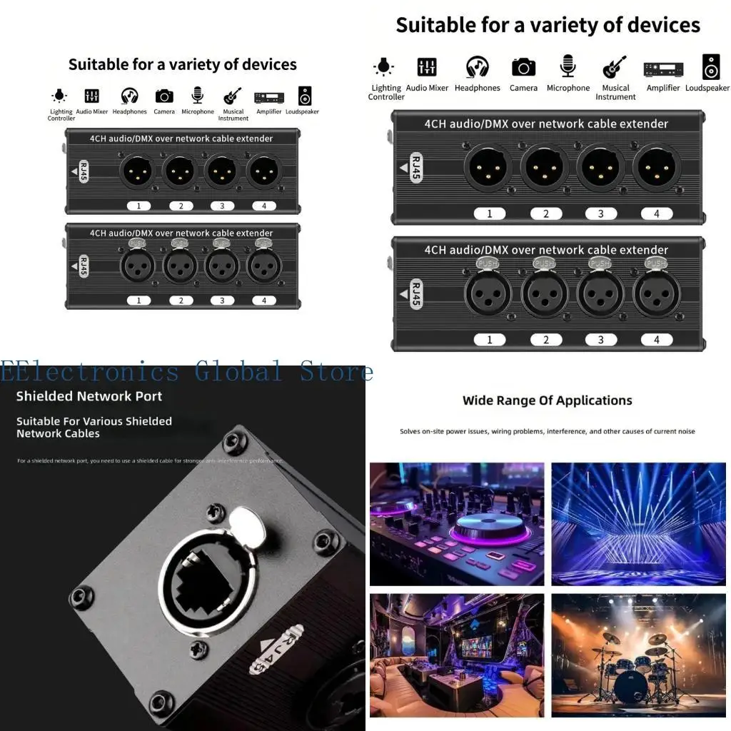 462B 무대 장비용 다기능 4 웨이 XLR RJ45 네트워킹 케이블 익스텐더