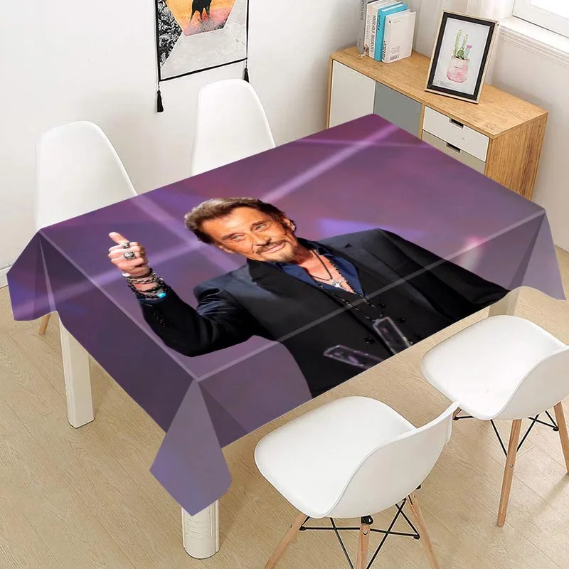 Johnny Hallyday Tablecloth Oxford Fabric Rectangular Dust-proof Table Cover For Party Home Decor TV Covers 6