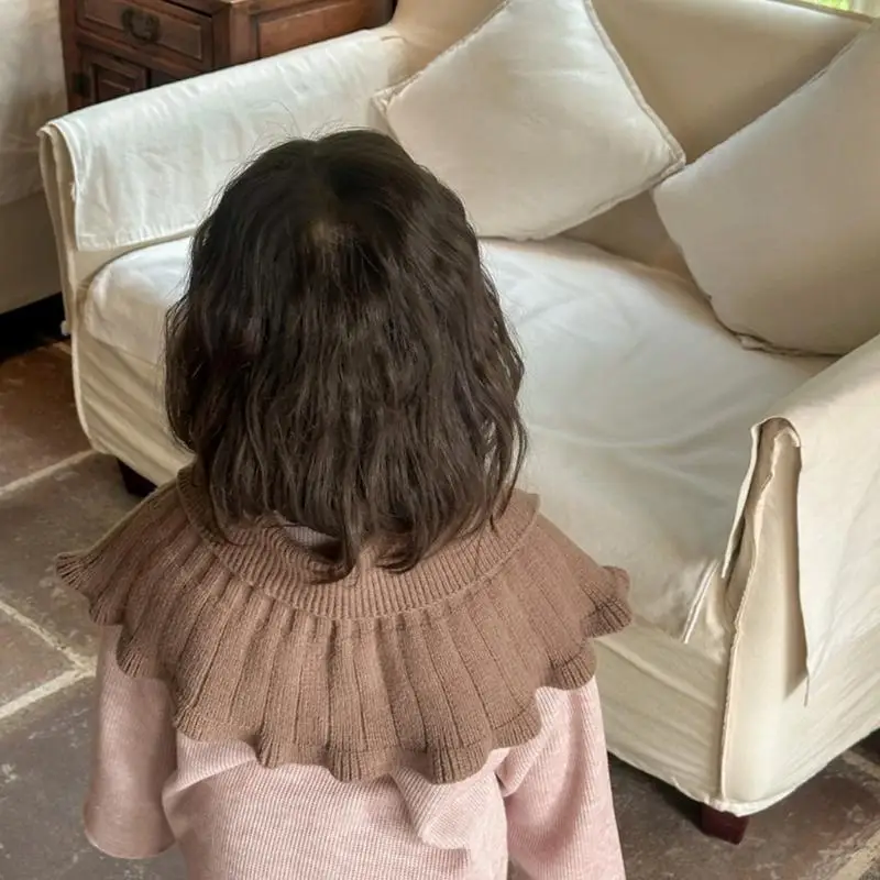 Cosy Knitted Baby Shawl Detachable Faux Collar for Girls Soft & Warm Decorative Shawl Tied Strap for Autumn Winter