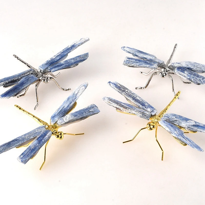 Kyanite 잠자리 입상 크리스탈 스톤 공예, 나비 미네랄 홈 데코
