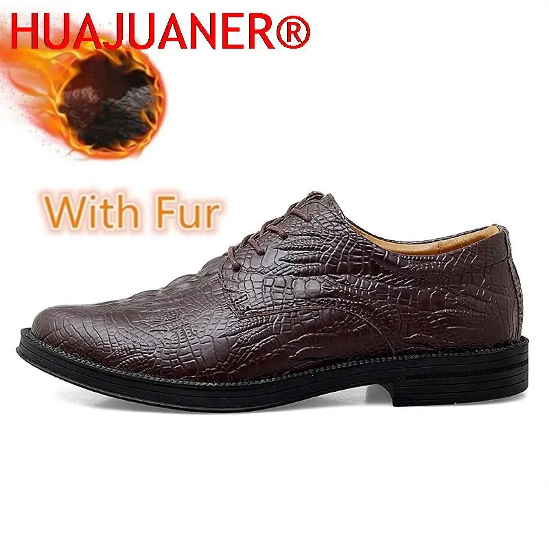 

New Luxury Brand Oxfords Shoes For Men Casual Leather Dress Shoes Crocodile Pattern Italian Design Mens Winter Business Shoes