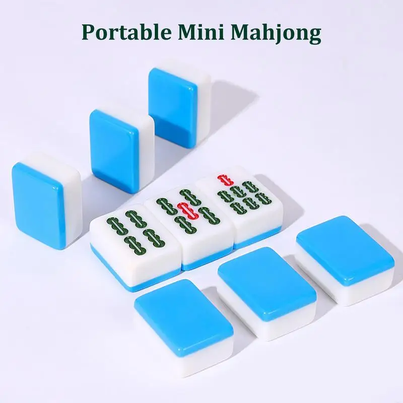 Mini Mahjong Set With Handbag Chinese Traditional Mahjong Board Game Toys Exquisitely Carved Family Leisure Time Strategy Game 2