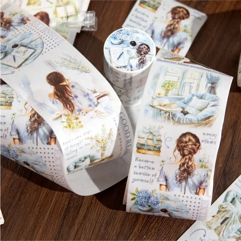 1Roll 2M Retro literary Handbook Tape Paper Background Supplies Scrapbook cut Decoration Materials 60mm*2m also Book Adhesives 2