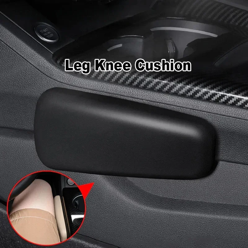 Car Faux Leather Knee Pad Car Interior Pillow Comfortable Leg Knee Cushion Memory Foam Universal Thigh Support 6.89X2.95inch
