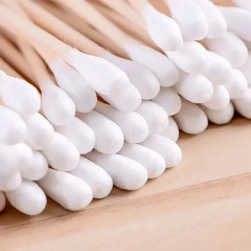 Wooden Double-Ended Cotton Swabs Make-Up Cleaning Disposable Cotton Swabs Medical Household Hygiene Ear Pulling 200PCS wooden cotton swabs