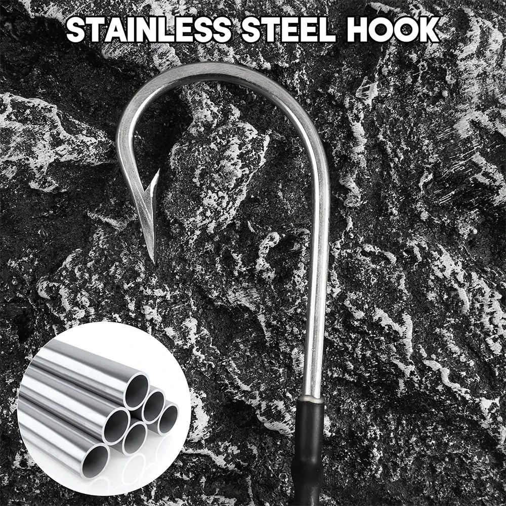 Double Hook Rig For Trolling - 800lb Stainless Steel Cable, Offset Side Big Game Hooks For Tuna, Marlin, Catfish (6/0-13/0) - View #4