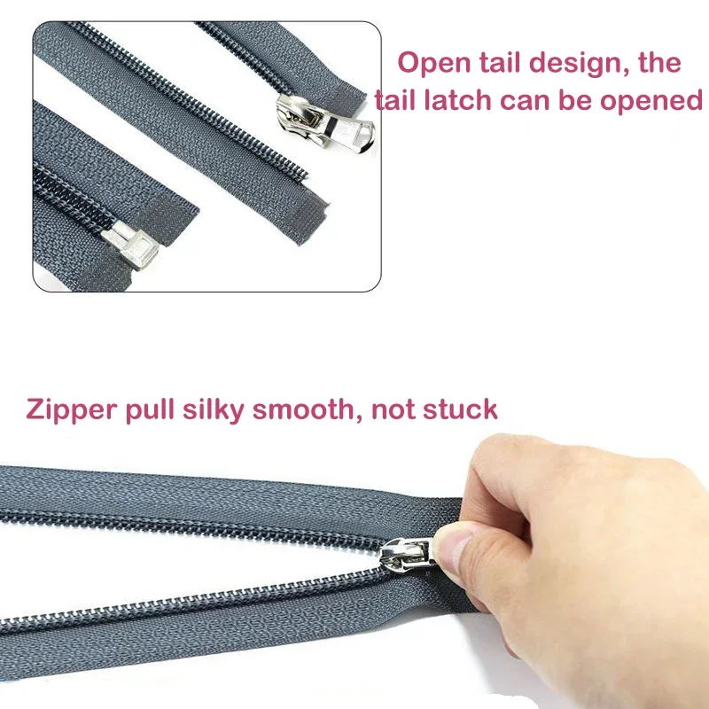 1Pcs 15 Inch-31 inch (40cm-80cm) Nylon Coil Zippers Open-End For DIY Tailor Sewing Crafts Nylon Zippers Accessories 13 Colors