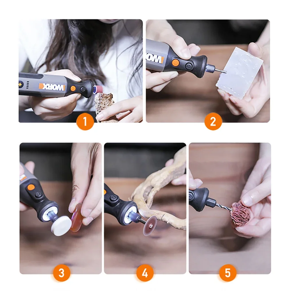Worx 4V/8V Rotary Tool USB Charger WX106/WX750 Cordless Mini Engraving Grinding Polishing Variable Speed Handle Tools+ACC 3