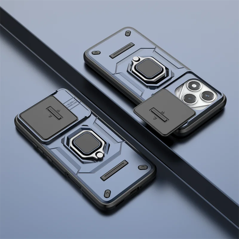 Enhanced Phone Case with Slide Window Cover and Stand Holder - Shockproof and Stylish Protection