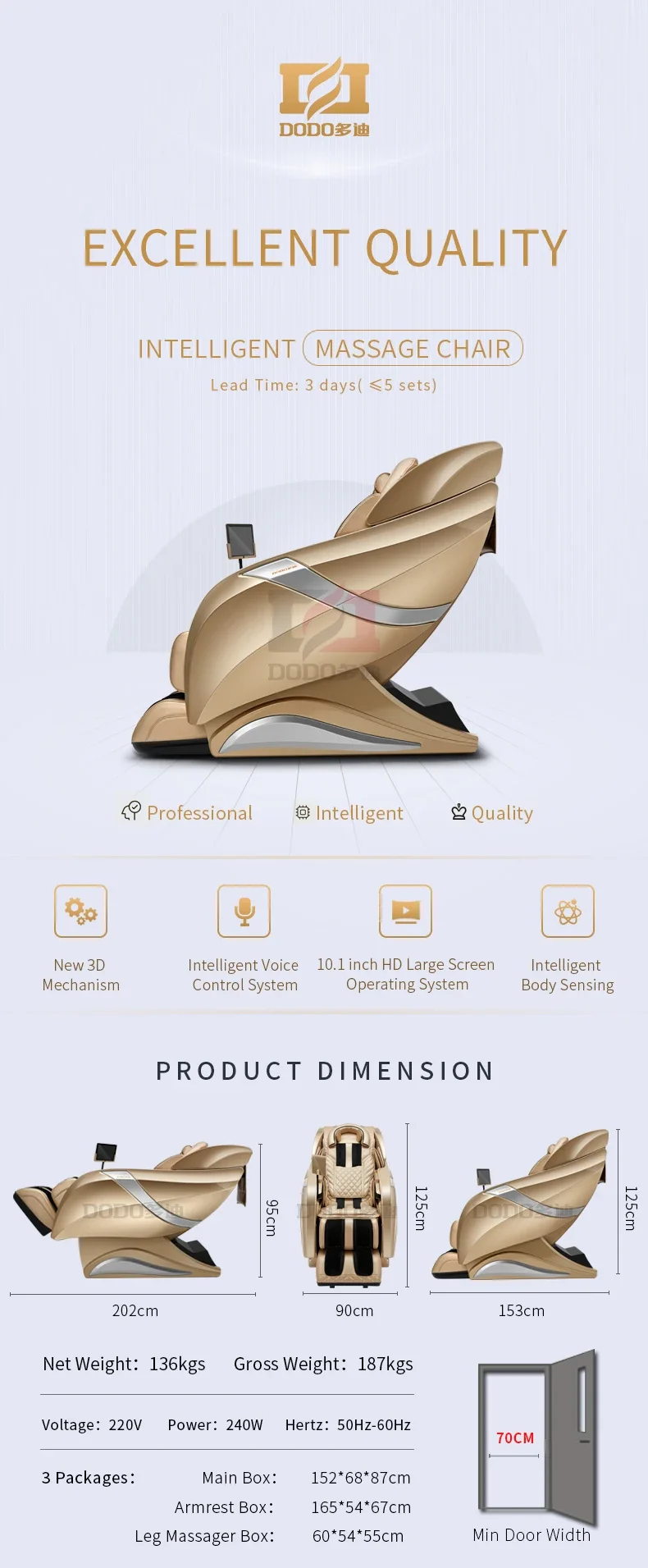 Description Picture 2 of itemFull Body 8 Point Throne Machine Recliner Pedicure Foot Rest Massage Chair For Tall People