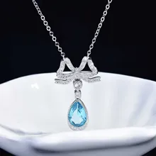 

Solid 925 Sterling Silver Sapphire Pendant for Women Collares Mujer Silver 925 Jewelry Bizuteria Blue Sapphire Jewellry Females