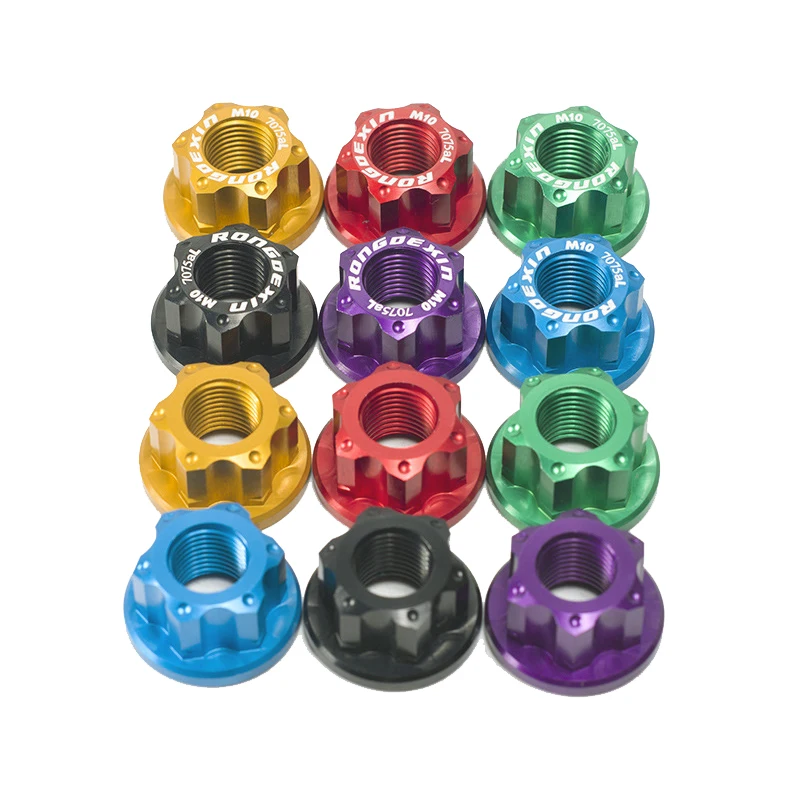 TEHAUX 2pcs M10 Bike Hub Nuts – Aluminum Alloy Axle Nuts For Rear Wheel, Golden, Lightweight & Durable