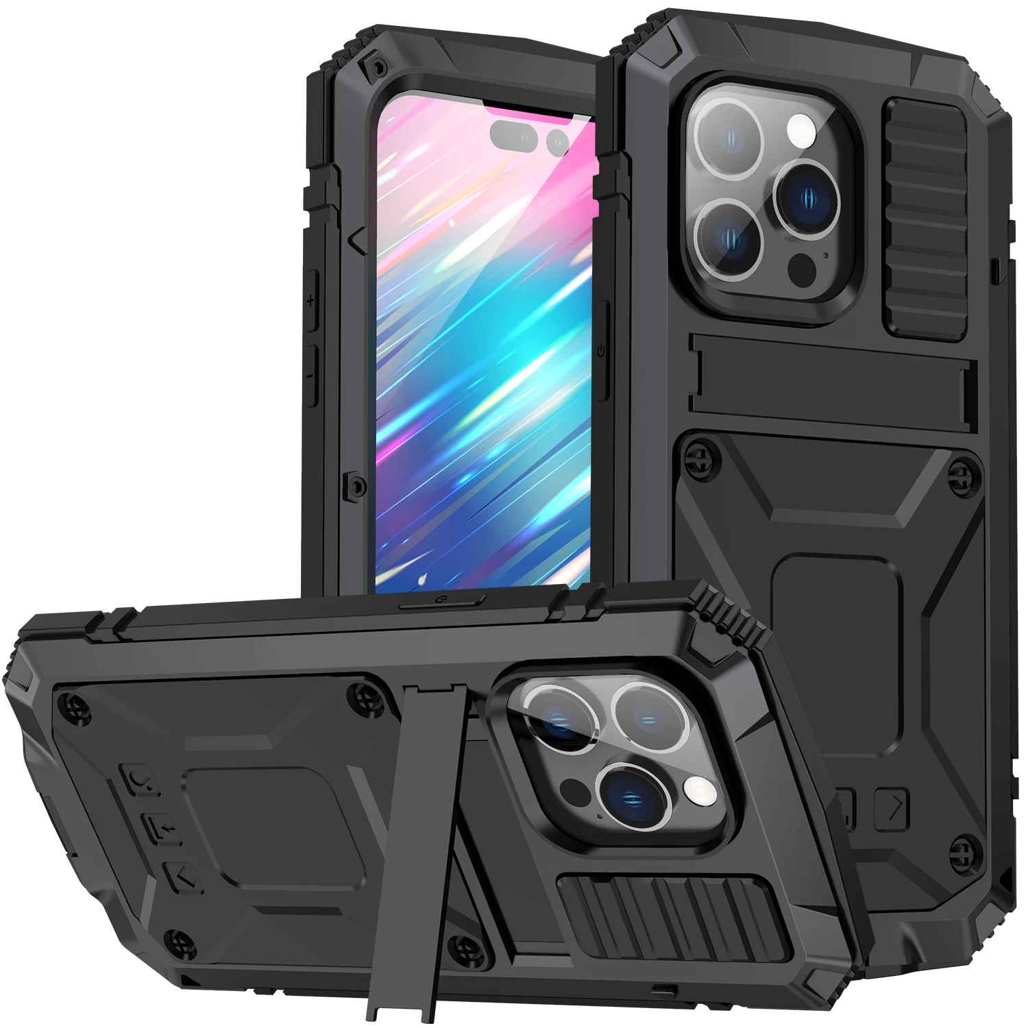 

Waterproof Shockproof Dirtproof Three Proofing Kickstand Case For iPhone 15 Pro Max 14 Plus 13 mini 12 11 Cover Phone Shell Bag