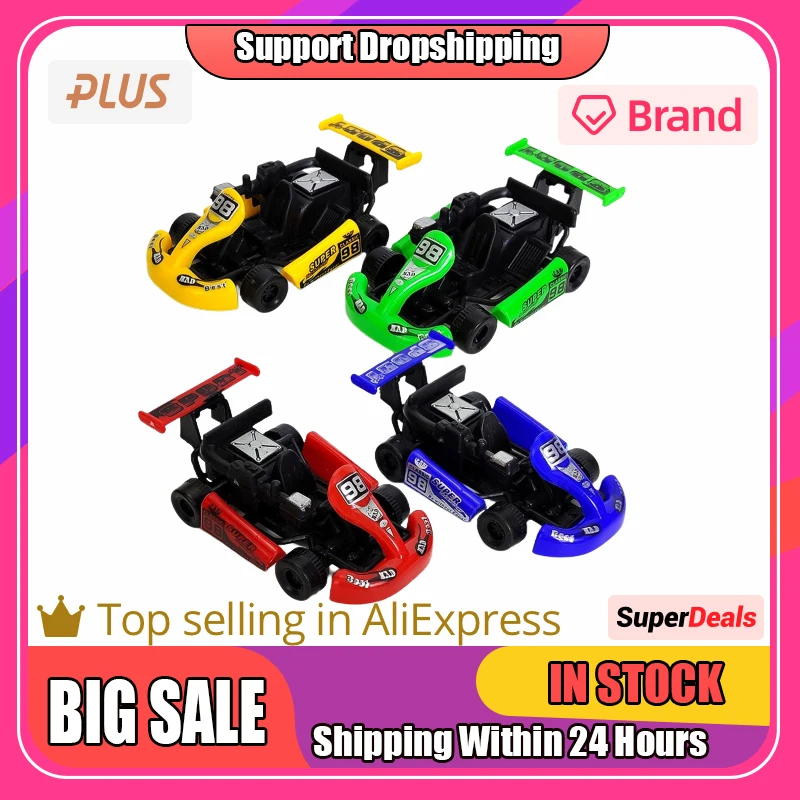 3pcs Children Mini Plastic Pull Back Car Kart Racing Stimulate Colorful Cartoon Racing Model Kid Educational Learning Tools