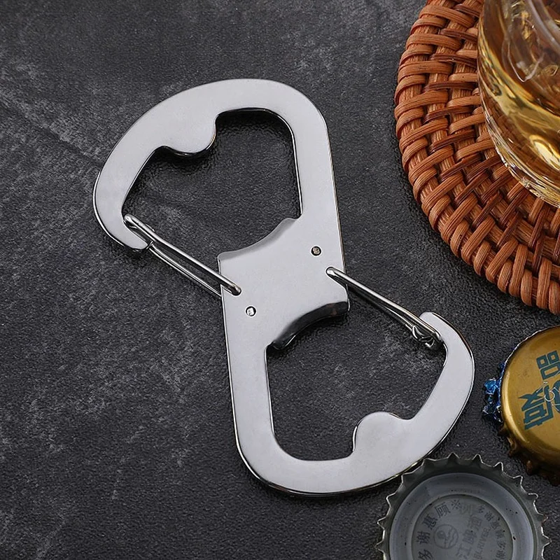 

2022 New Multifunctional bottle opener stainless steel carabiner outdoor EDC portable quick hanging key chain gadget