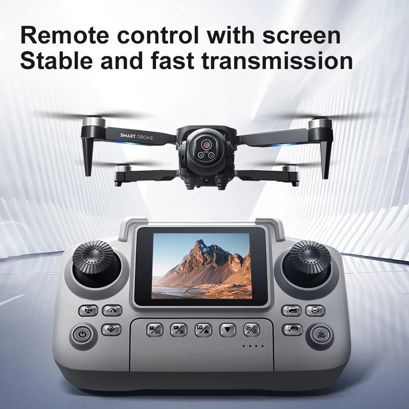 Drone Mini D18 Noir/Gris 8K Moteur Sans Balais Évitement Obstacles posé sur une surface plane, montrant son design compact