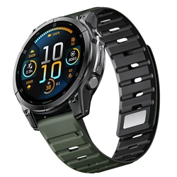 Magnetic Silicone QuickFit Watch Strap - 26mm/22mm Adjustable Band - 22mm - Fenix 8 47mm (Army green balck)