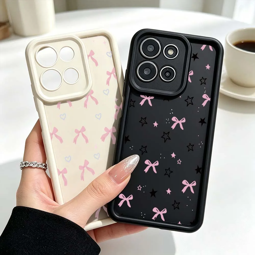 Star Bow Heart Pattern Phone Case Cover with Fusion Eye Ladder Design