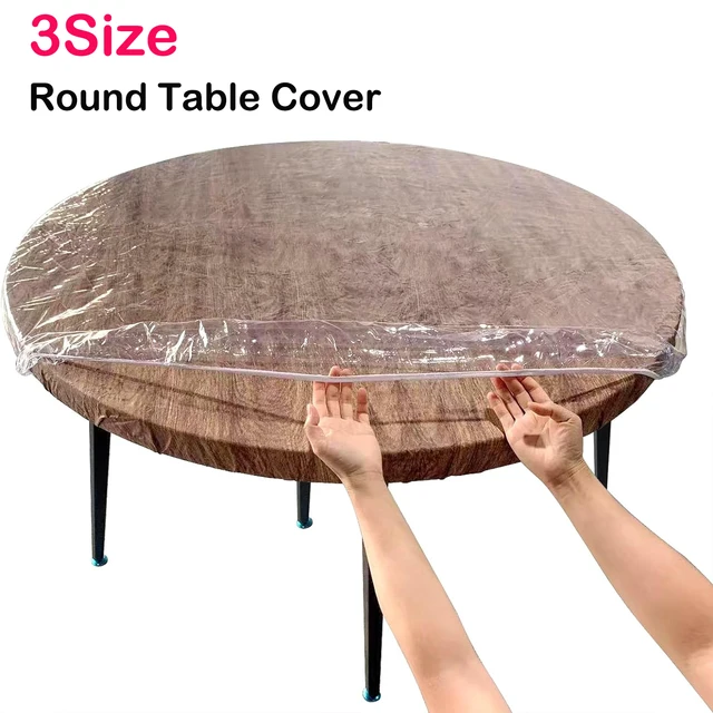 Nappe ronde élastique transparente en PVC, imperméable, résistante à l'huile, housse de protection pour Table à manger, 3 tailles 1