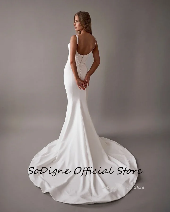 SoDigne Customized Mermaid Simple Wedding Dresses Sweetheart Sleeveless Beading Satin Bridal Dress Women Long Wedding Gown 14 S64651658380d49a0b46e238bd3e33981r