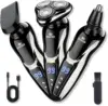 Rechargeable Electric Shaver for Men All in One Trimmer Set with Nose Trimmer Sideburns Trimmer Face Cleaning Brush
