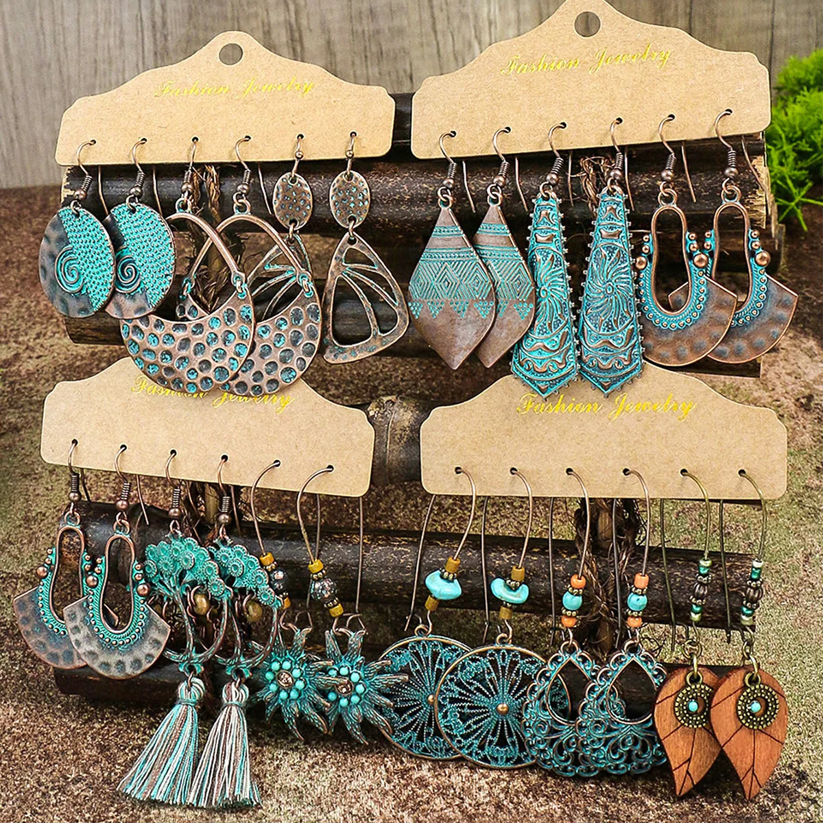 Dangle Earrings Drop Earrings Long Earrings Crystal Tassel Earrings Vintage Ethnic Turquoises Drop Earrings for Women Bohemian Hollow Geometric Beads Tassel Earrings Girls Party Jewelry Gifts