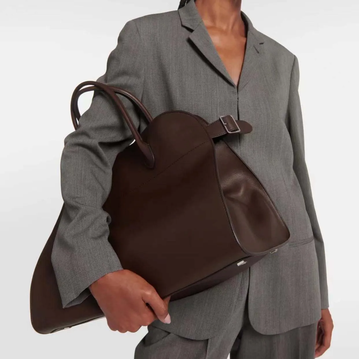 

Genuine Leather！Designer Margaux17 The Luxury Row Handbag Cowhide High Capacity Commuter Bag Suede Soft High Quality