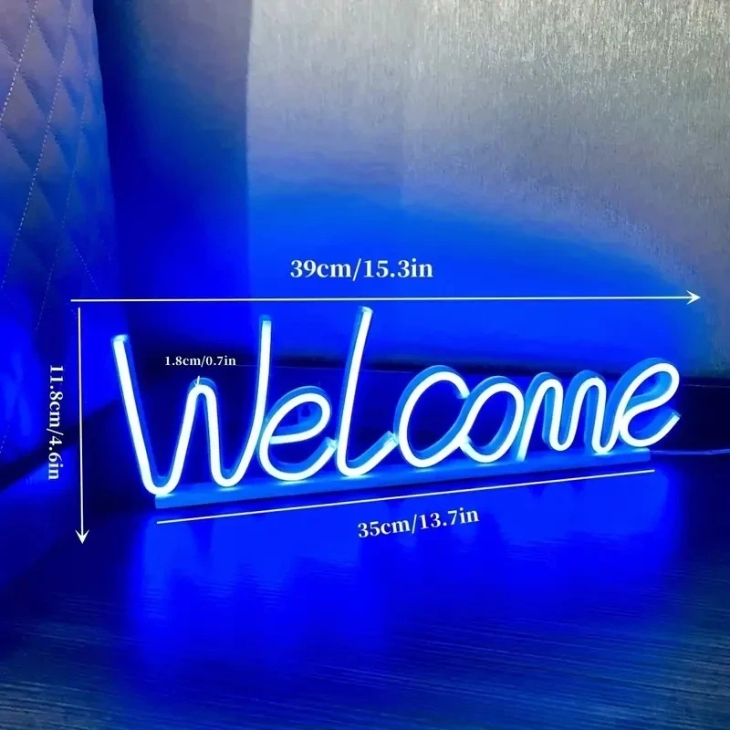 Welcome Neon Sign Welcome LED Neon Light Wall Art Sign Light up