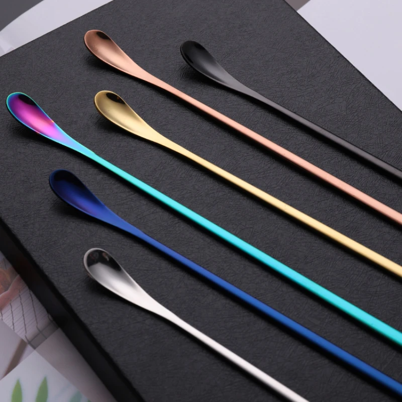 304 Stainless Steel Bar Spoons Long Handled Ice Cream Spoons Cocktail Dessert Spoon Tableware Kitchen Supplies 19/22.5cm